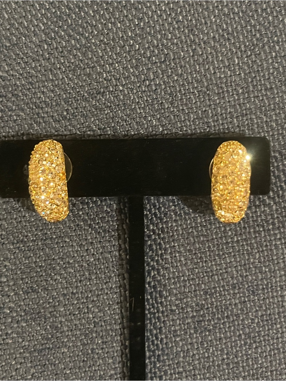Christian Dior Gold and Pave Crystal Clip-on Earrings